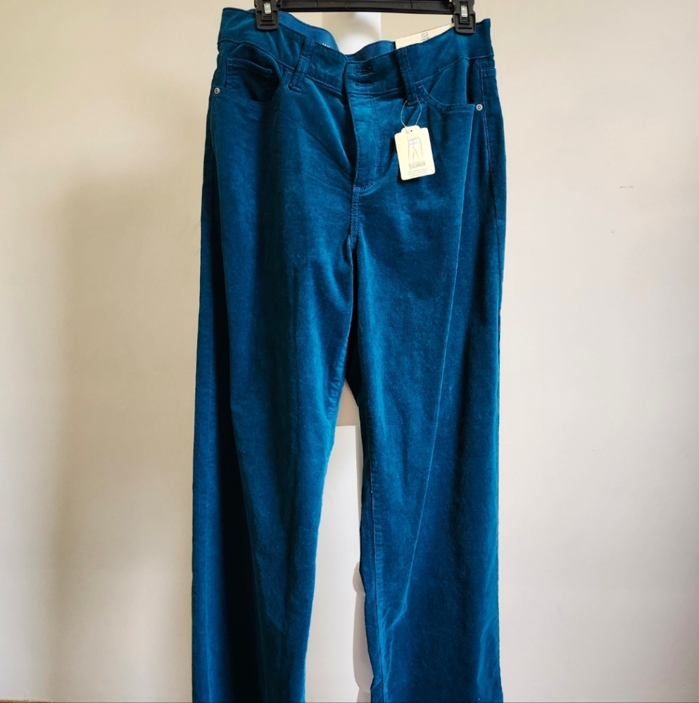 St Jhons Bay 10 Wide Leg Tummy Control Corduroy Pants Teal New